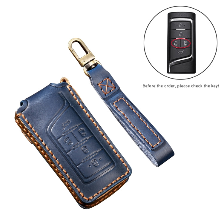 Hallmo Car Cowhide Leather Key Protective Cover Key Case for Trumpchi GS4 2021 C Style, For Trumpchi GS4 2021 C Style