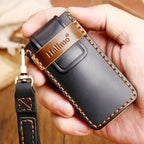 Hallmo Car Cowhide Leather Key Protective Cover Key Case for Trumpchi GS4 2021 C Style, For Trumpchi GS4 2021 C Style