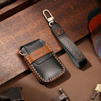 Hallmo Car Cowhide Leather Key Protective Cover Key Case for Volkswagen Lavida A Style, For Volkswagen Lavida A Style