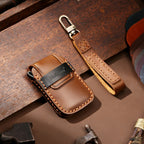 Hallmo Car Cowhide Leather Key Protective Cover Key Case for Volkswagen Lavida A Style, For Volkswagen Lavida A Style
