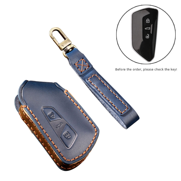 Hallmo Car Cowhide Leather Key Protective Cover Key Case for Volkswagen Golf 8, For Volkswagen Golf 8
