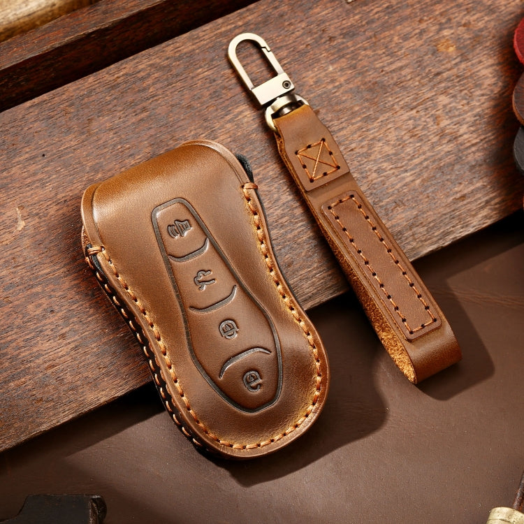 Hallmo Car Cowhide Leather Key Protective Cover Key Case for Geely Emgrand A Style, For Geely Emgrand A Style