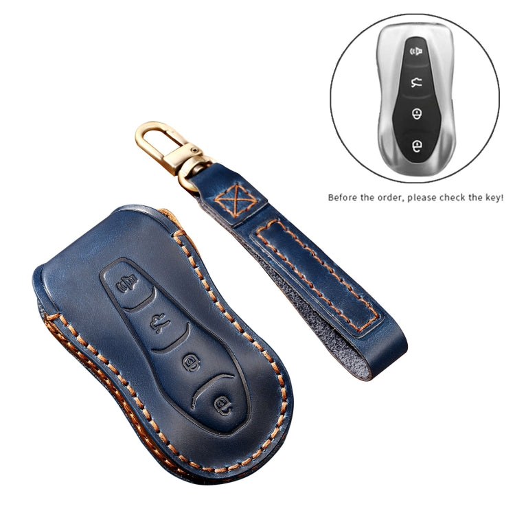 Hallmo Car Cowhide Leather Key Protective Cover Key Case for Geely Emgrand A Style, For Geely Emgrand A Style