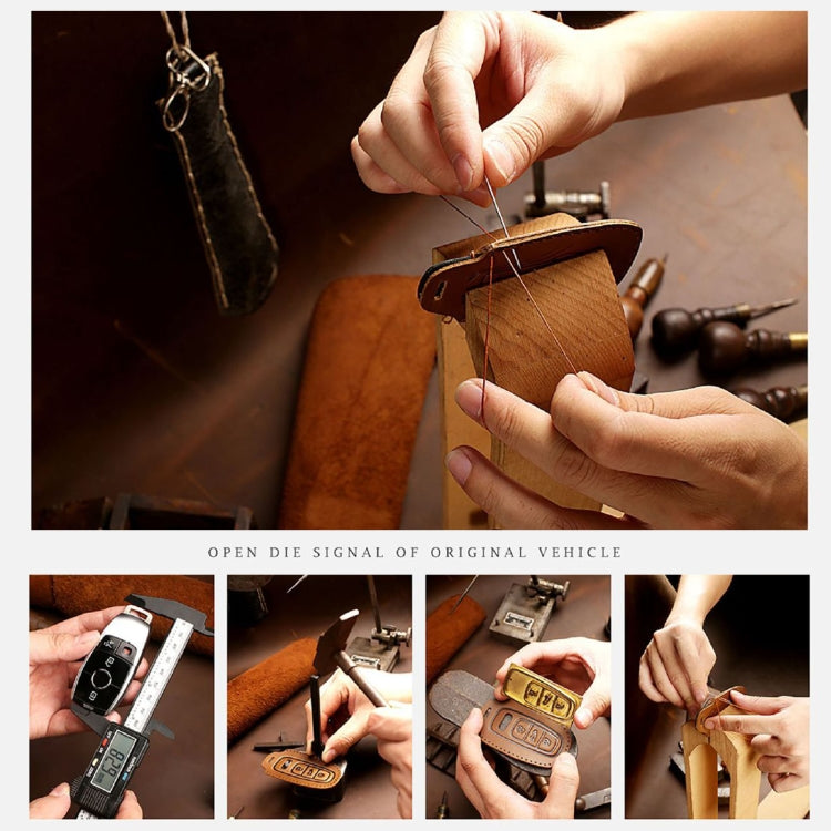 Hallmo Car Cowhide Leather Key Protective Cover Key Case for Geely Emgrand A Style, For Geely Emgrand A Style