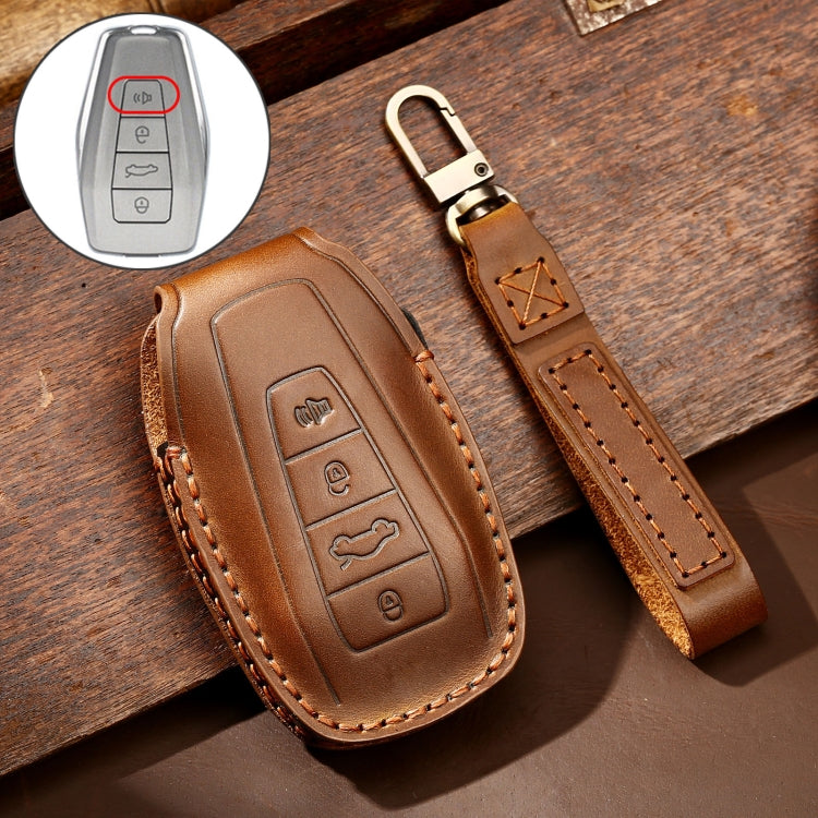 Hallmo Car Cowhide Leather Key Protective Cover Key Case for Geely Emgrand C Style, For Geely Emgrand C Style