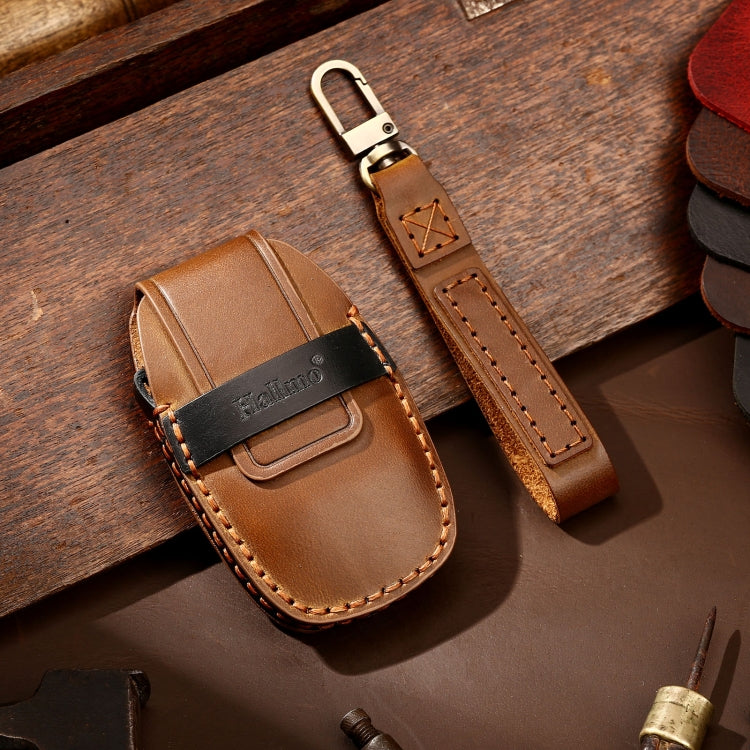 Hallmo Car Cowhide Leather Key Protective Cover Key Case for Geely Emgrand C Style, For Geely Emgrand C Style