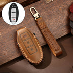 Hallmo Car Cowhide Leather Key Protective Cover Key Case for Nissan Sylphy 3-button Horn, Fr Nissan Sylphy 3-button Horn, For Nissan Sylphy 3-button Horn