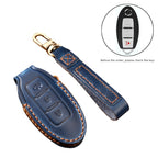 Hallmo Car Cowhide Leather Key Protective Cover Key Case for Nissan Sylphy 3-button Horn, Fr Nissan Sylphy 3-button Horn, For Nissan Sylphy 3-button Horn