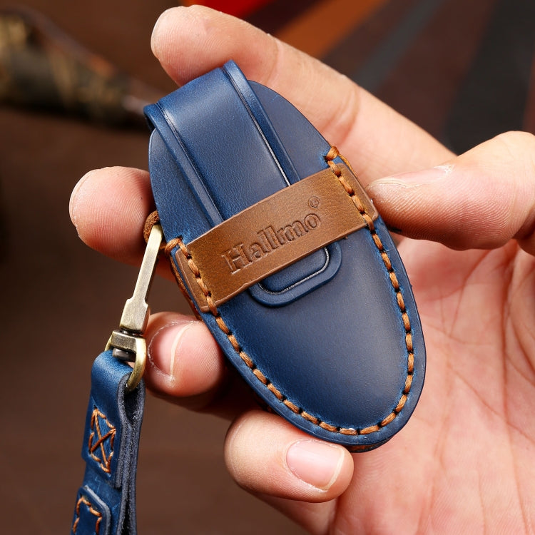 Hallmo Car Cowhide Leather Key Protective Cover Key Case for Nissan Sylphy 3-button Horn, Fr Nissan Sylphy 3-button Horn, For Nissan Sylphy 3-button Horn