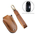 Hallmo Car Cowhide Leather Key Protective Cover Key Case for Tesla Model X B Style, For Tesla Model X B Style