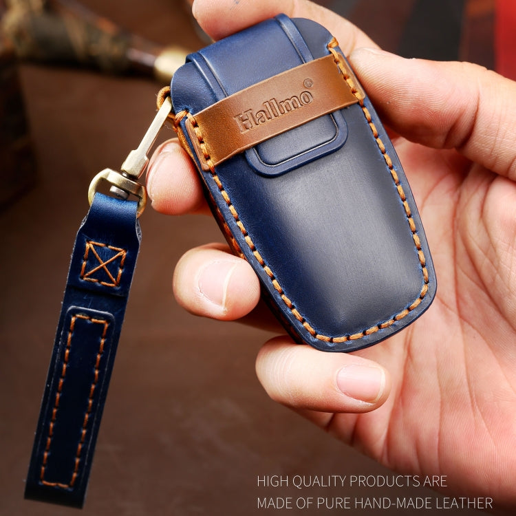 Hallmo Car Cowhide Leather Key Protective Cover Key Case for Ford Focus  A Style, For Ford Focus A Style