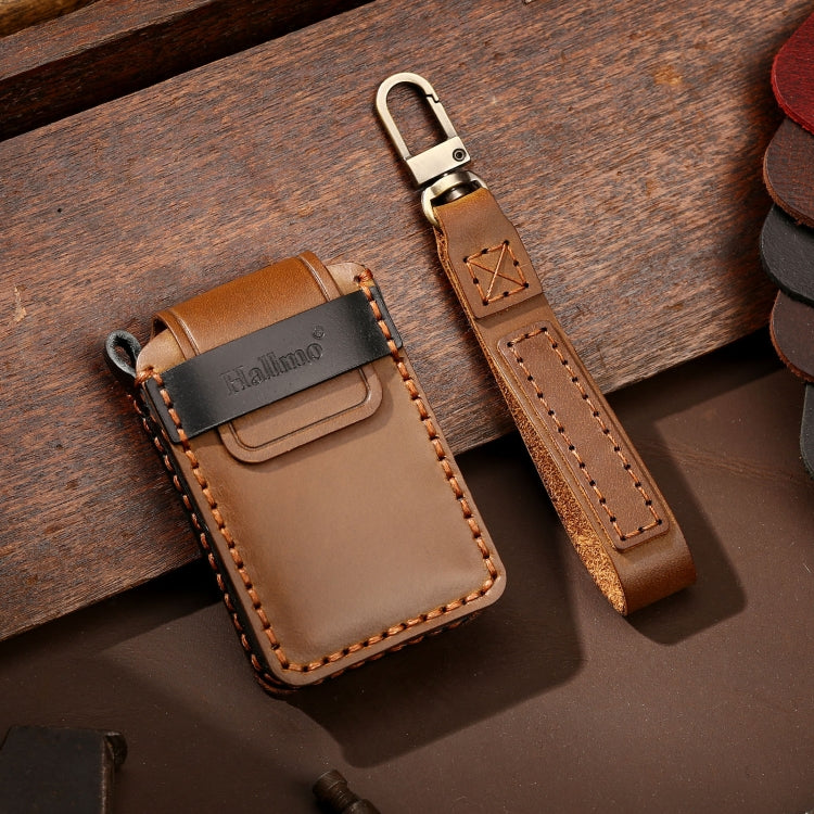 Hallmo Car Cowhide Leather Key Protective Cover Key Case for Volvo 6-button, For Volvo 6-button