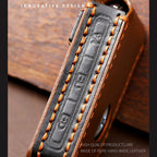 Hallmo Car Cowhide Leather Key Protective Cover Key Case for Volvo 6-button, For Volvo 6-button