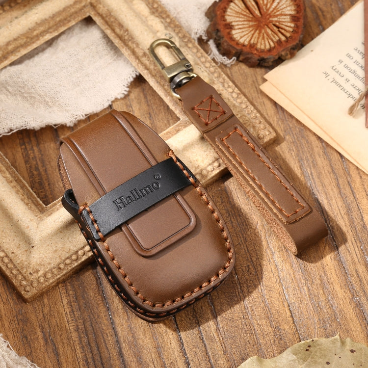Hallmo Car Cowhide Leather Key Protective Cover Key Case for Changan CS75 Plus, For Changan CS75 Plus