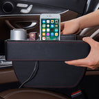 Car Multi-functional Wireless Fast Charge Console PU Leather Box Cup Holder Seat Gap Side Storage Box, Wireless Fast Charge (Brown), Wireless Fast Charge (Black), Wireless Fast Charge (Beige)