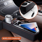 Car Multi-functional Wireless Fast Charge Console PU Leather Box Cup Holder Seat Gap Side Storage Box, Wireless Fast Charge (Brown), Wireless Fast Charge (Black), Wireless Fast Charge (Beige)