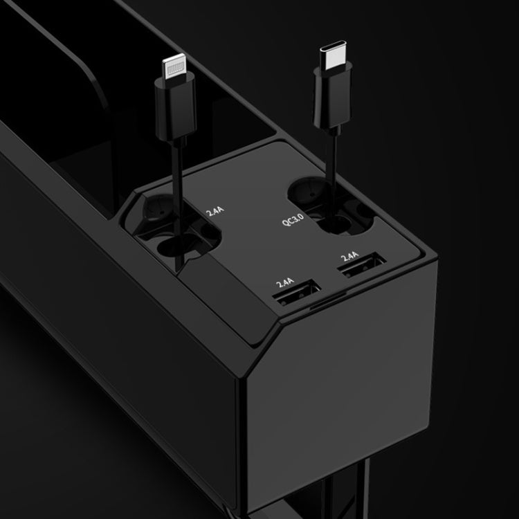 Micro USB + USB-C / Type-C + 8PIN Interface Car Multi-functional Cup Holder Seat Gap Side Storage Box, Micro USB + USB-C / Type-C + 8PIN