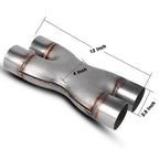 Dual 2.5 inch Car Universal 304 Stainless Steel X-type Exhaust Pipe, TP-1016-2-5-2-5