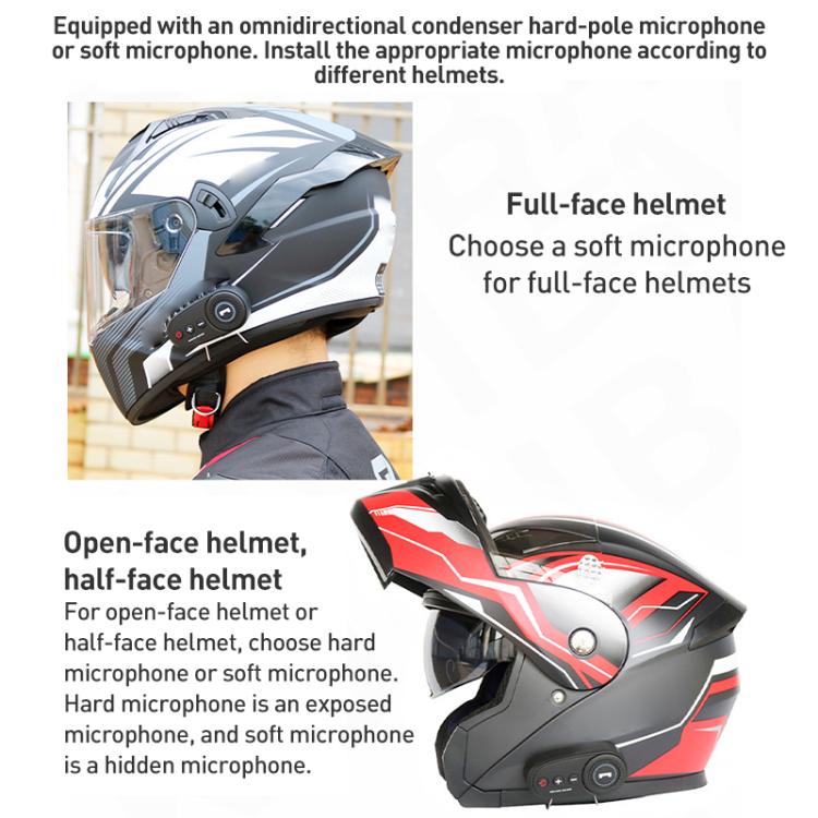 K10 Motorcycle Bluetooth Helmet Headset, Black Hard Pole Microphone, White Hidden Microphone, White Hard Pole Microphone, Carbon Fiber Hard Pole Microphone, Carbon Fiber Hidden Microphone, Black Hard Pole Microphone, Black Hidden Microphone