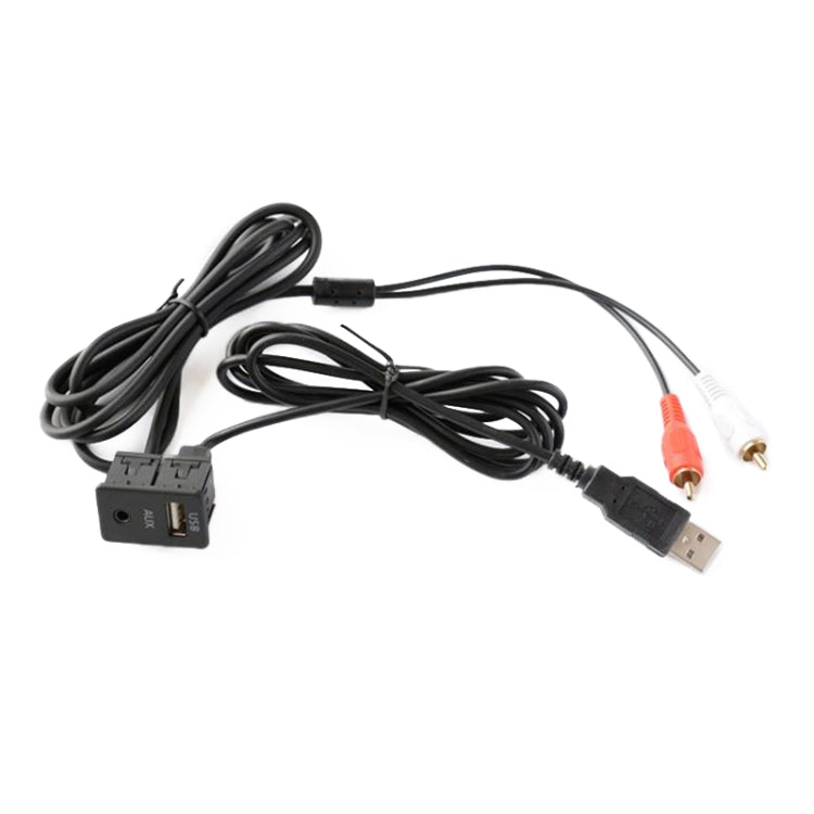 Car Universal Modified USB AUX Extension Cable USB+2RCA Lotus Male Switch Holder for Alpine / Pioneer, USB AUX Extension Cable