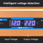 Carmaer 12V to 220V 1200W Car Multi-function Double Digital Display Inverter Household Power Converter, 12V to 220V 1200W