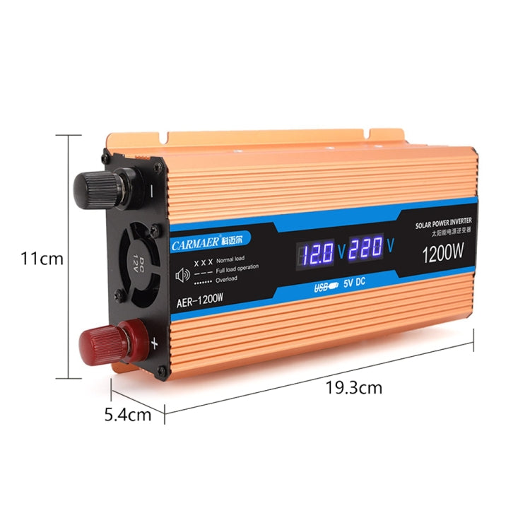 Carmaer 24V to 220V 1200W Car Multi-function Double Digital Display Inverter Household Power Converter, 24V to 220V 1200W