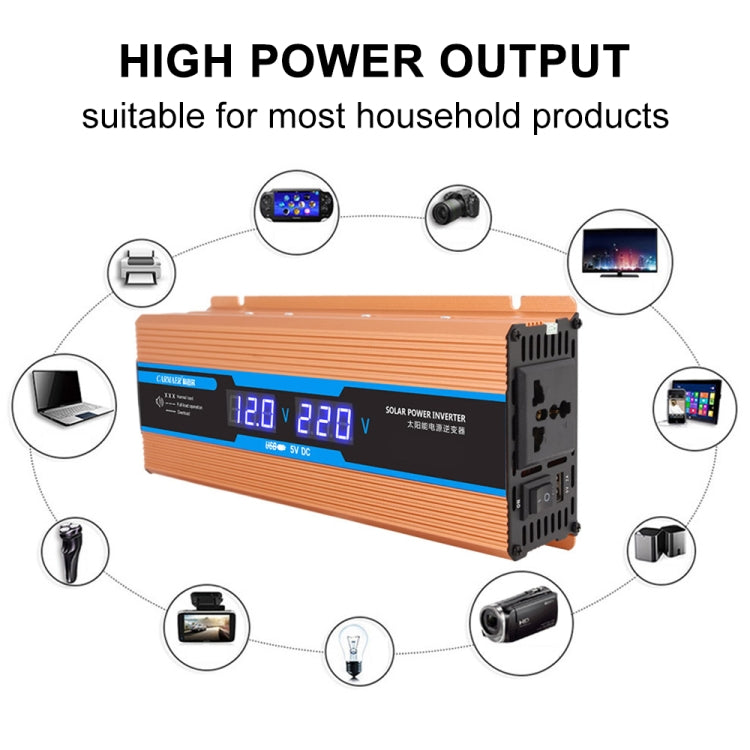 Carmaer 24V to 220V 1200W Car Multi-function Double Digital Display Inverter Household Power Converter, 24V to 220V 1200W