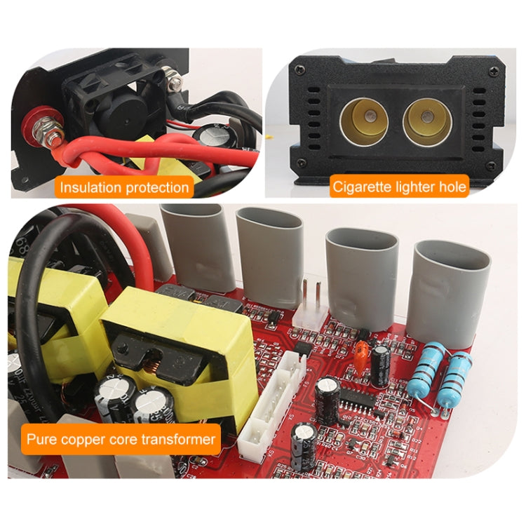 Carmaer 24V to 220V 500W Double Cigarette Lighter Car Double Digital Display Inverter Household Power Converter, 24V to 220V 500W
