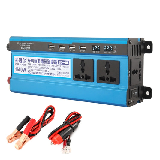 Carmaer 24V to 220V 1600W Three Socket Car Double Digital Display Inverter Household Power Converter, 24V to 220V 1600W