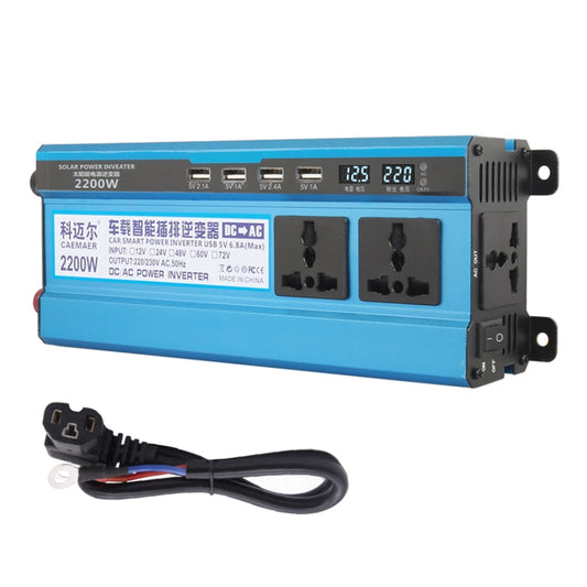 Carmaer 48V to 220V 2200W Three Socket Car Double Digital Display Inverter Household Power Converter, 48V to 220V 2200W