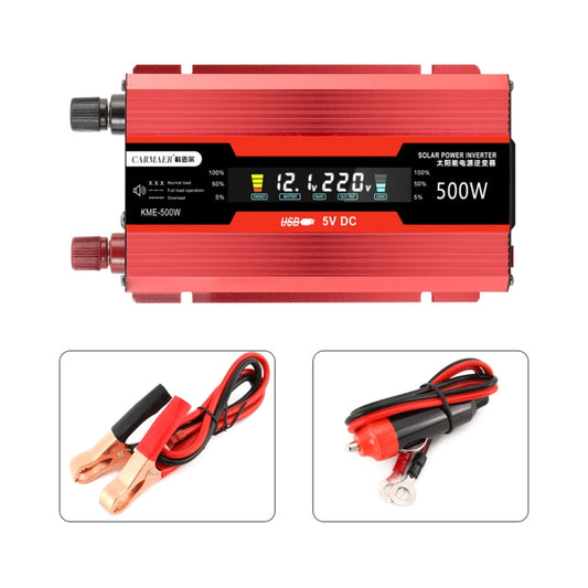 Carmaer Universal 12V to 220V 500W Car LCD Display Inverter Household Power Converter, Universal 12V to 220V 500W