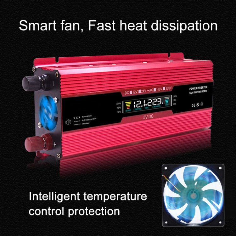 Carmaer US Plug 12V to 110V 2000W Car LCD Display Inverter Household Power Converter, US Plug 12V to 110V 2000W