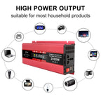 Carmaer US Plug 12V to 110V 2000W Car LCD Display Inverter Household Power Converter, US Plug 12V to 110V 2000W