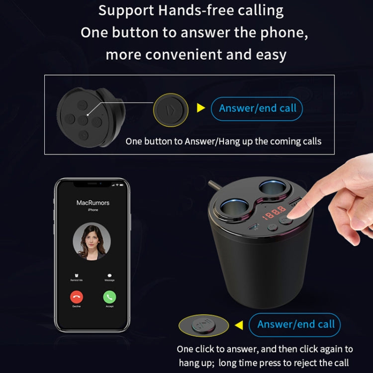 G63 Car Multi-function Bluetooth Charger Cup Support Hands-free Call / USB Charging / Navigation Broadcast, with Remote Control, with Remote Control