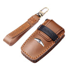 Hallmo Car Cowhide Leather Key Protective Cover Key Case for Hyundai Rohens Genesis 8-button, For Rohens Genesis
