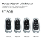 Hallmo Car Cowhide Leather Key Protective Cover Key Case for Hyundai 4-button Start, For Hyundai 4-button Start
