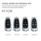 Hallmo Car Cowhide Leather Key Protective Cover Key Case for Hyundai 6-button, For Hyundai 6-button