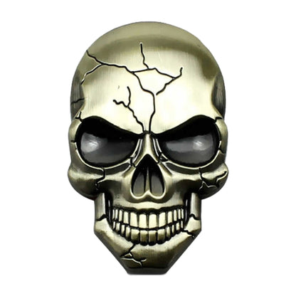 Three-dimensional Devil Skull Metal Car Sticker, Bronze, Silver Grey, Titanium Color