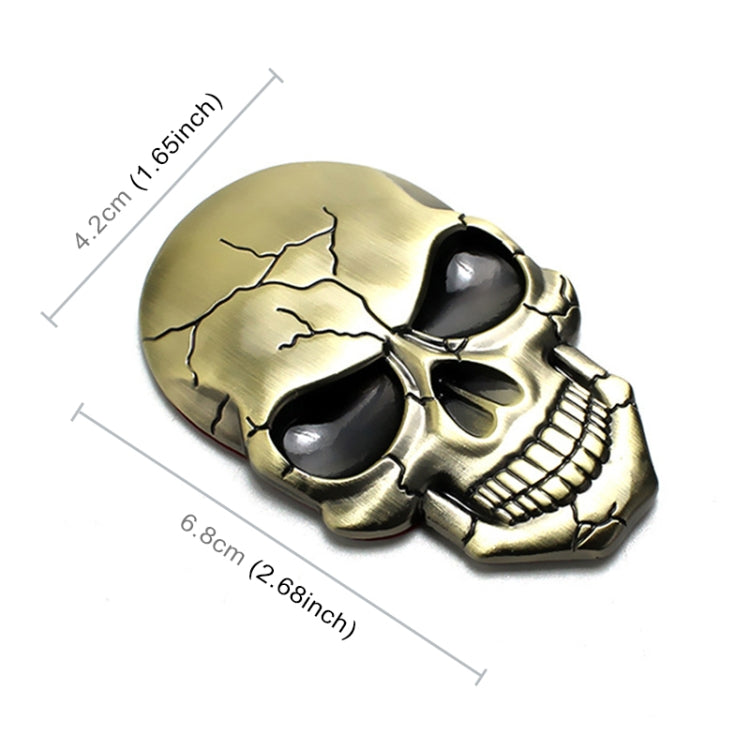 Three-dimensional Devil Skull Metal Car Sticker, Bronze, Silver Grey, Titanium Color
