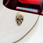Three-dimensional Devil Skull Metal Car Sticker, Bronze, Silver Grey, Titanium Color