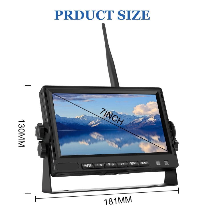 PZ710-W 7 inch Car Digital Wireless Rear-view Split-screen Monitor Dual Record, PZ710-W Dual Record