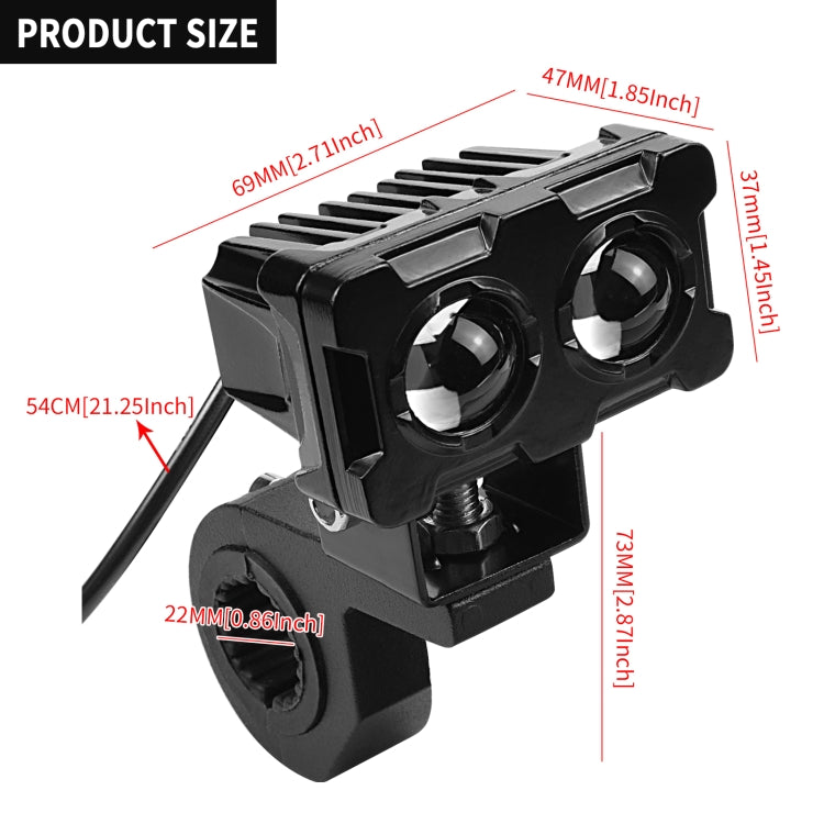 ZH-1583A1 External Waterproof Double Lamp Bead LED Headlight Square Dragon Button Type, ZH-1583A1
