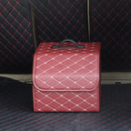 Car Trunk Foldable Storage Box, Rhombic Grid Small Size: 33 x 32 x 30cm, Rhombic 33 x 32 x 30cm (Wine Red), Rhombic 33 x 32 x 30cm (Beige), Rhombic 33 x 32 x 30cm (Coffee), Rhombic 33 x 32 x 30cm (Black Red), Rhombic 33 x 32 x 30cm (Black)