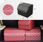 Car Trunk Foldable Storage Box, Rhombic Grid Small Size: 33 x 32 x 30cm, Rhombic 33 x 32 x 30cm (Wine Red), Rhombic 33 x 32 x 30cm (Beige), Rhombic 33 x 32 x 30cm (Coffee), Rhombic 33 x 32 x 30cm (Black Red), Rhombic 33 x 32 x 30cm (Black)