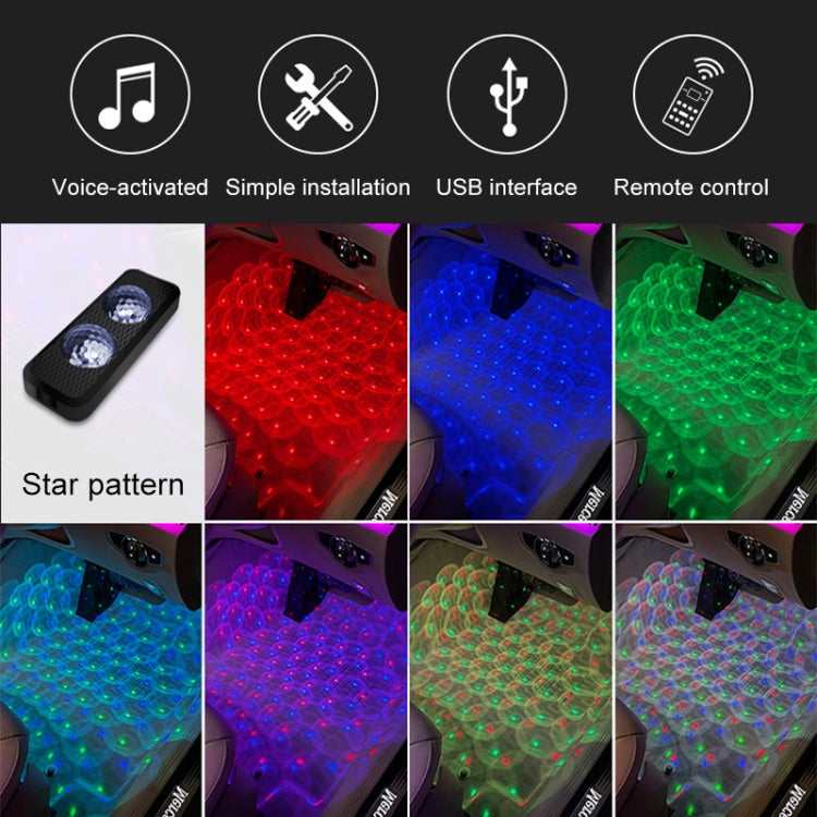 A17 Car Colorful Voice-activated RGB Foot LED Atmosphere Light, Single Light Star Version, Single Light Star Version