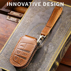 Hallmo Car Genuine Leather Key Protective Cover for Jeep Compass 4-button, For Jeep Compass 4-button (Black), For Jeep Compass 4-button (Blue), For Jeep Compass 4-button (Brown)