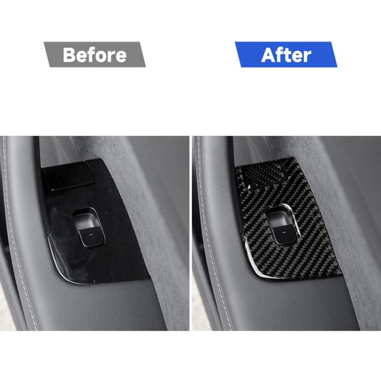 Carbon Fiber Car Window Button Decorative Sticker for Tesla Model 3, Suitable for Left Driving, Window Button