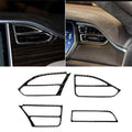 4 PCS Carbon Fiber Car Central Control Instrument Outlet Decorative Sticker for Tesla Model X, Suitable for Left Driving, Central Control Instrument Outlet
