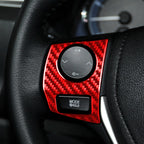 2 PCS / Set Carbon Fiber Car Steering Wheel Button Frame Decorative Sticker for Toyota Corolla 2014-2018,Left and Right Drive Universal, Steering Wheel Button Frame