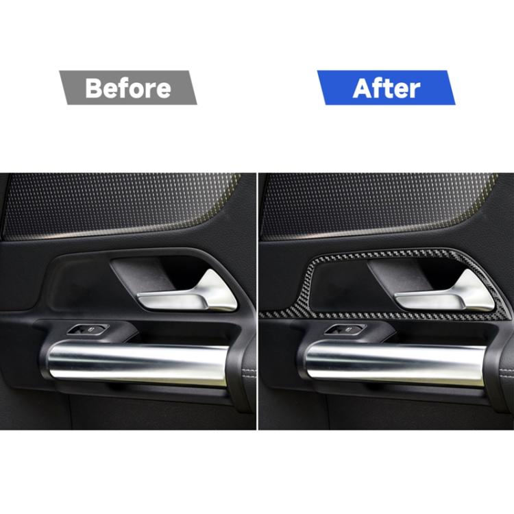4 PCS / Set Carbon Fiber Car Inner Door Handle Frame Decorative Sticker for Mercedes-Benz B-Class 2019 / GLB 2020,Left and Right Drive Universal, Inner Door Handle Frame
